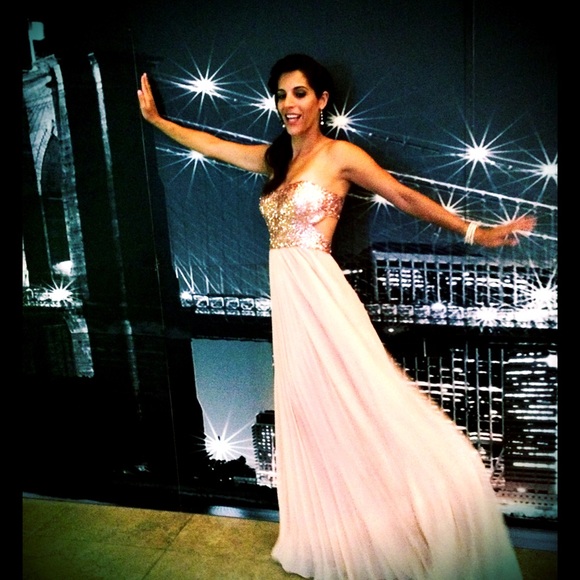 Aqua Dress - Pink Sequin/Pleated Cut Out Back - Picture 1 of 7